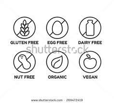 Set Of Icons Illustrating Absence Of Common Food Allergens Gluten Dairy Egg Nuts Plus Ve Food Allergens Gluten Free Symbol Gluten Free Egg Free Dairy Free