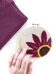 Dahlia Bishop Of Auckland Embroidery Kit With Embroidery Etsy In 2021 Digital Embroidery Patterns Beginner Embroidery Patterns Embroidery For Beginners