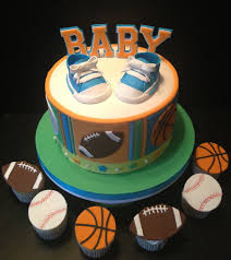 Although you can play traditional baby shower games at a sports themed baby shower, i would suggest playing more sports related games instead. Sports Themed Baby Shower Cake All Done In Fondant Cakecentral Com