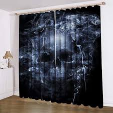 Blackout Curtains Panels For Bedroom Living Room Skull New Set Lucy Eyelet Ring 2 Window Curtains Panels Drapes P Gothic Home Decor Panel Curtains Gothic House