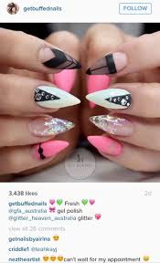 Acrylic Hot Pink And Black Nail Designs Black White Amd Hot Pink Witg Glitter Anf Rhinestone Accents Stiletto Nails With Images Stiletto Nails Pink Nails Hair And Nails