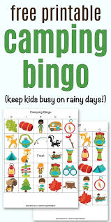 This Free Printable Camping Bingo For Kids Is So Much Fun Keep Your Kids Or Girl Scouts Busy On A Rain In 2020 Camping Bingo Bingo For Kids Free Printable Bingo Cards