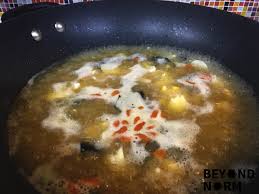 Add the noodles (discard the seasoning packets) and spinach and cook, stirring to break apart the noodles, until they sink and the spinach is wilted, about 1 minute. Recipe Trio Eggs Spinach In Superior Broth ä¸Šæ±¤è‹‹èœ Beyond Norm