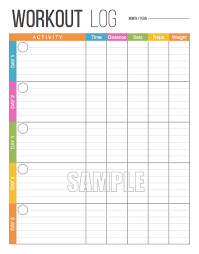 Workout Log Exercise Log Health And Fitness Printable