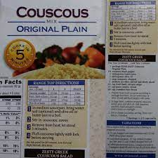 Check spelling or type a new query. Couscous 1 10oz Box Uncooked Couscous 2 Cups Vhicken Broth 1 2 Tsp Salt 1 T Olive Oil 1 In Medium Saucepan Br Moroccan Lamb Sliced Black Olives Couscous Salad