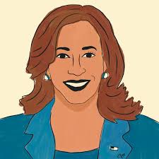 This portrait of Kamala Harris was illustrated by Carrie Cantwell, a  freelance illustrator based in Atlanta, Georgia, and a member of  Illustrators For Hire. Please, contact Carrie directly — @carriecantwellart  — to