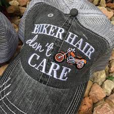 Hat Biker Hair Don T Care Pink Blue Orange Or Red Motorcycle Biker Hair Motorcycle Hat Biker Wear