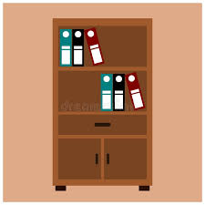 Hast du auch einen dachboden mit dachschräge? Einfacher Schrank Mit Buro Wendet Auf Den Regalen Ein Stock Abbildung Illustration Von Platz Hefter 35434595