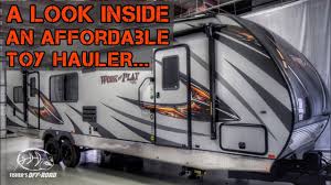 These lightweight, 1/2 ton towable toy haulers, are constructed utilizing the most advanced. Quick Look Inside The 2020 Work And Play Toy Hauler Youtube