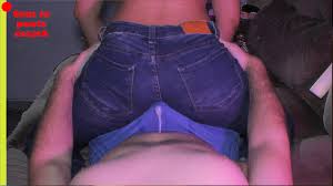 Dry humping assjob in jeans pants, deep tongue kissing and making out, cum  in underwear