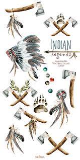 Indian Legends Watercolor Headdresses Clipart Warbonnet Indian Ax Tribal Feathers Boho Native America Laurel Branch Diy Quote Png Native American Tattoos Native American Symbols American Indian Tattoos