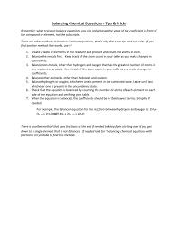 Balancing Chemical Equations Tips Tricks Chemical Equation Equations Chemical
