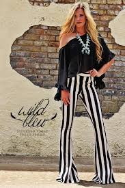 Black And White Striped Bell Bottom Jeans The Kennedy Ladyboss Fashion Striped Flare Pants Fashion