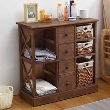 Credenza Multiuso Mobiletto Cucina Bagno Camera 4 Cassetti 3 Ceste Marrone Stil Country Mobiletto Mobili Mobili Multiuso