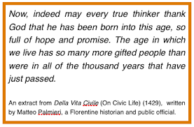 matteo palmieri was a humanist and this text discussed the qualities of the ideal citizen humanist thank god thinker