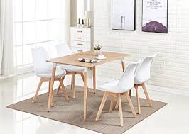 Scarlett 8 piece dining set with china & splat back side chairs. P N Homewares Lorenzo Scandinavian Dining Table Set With 4 Chairs Retro And Modern White Black Grey Red Pink Green With Brown Wood Amazon De Home Kitchen