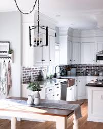 California beach house with coastal interiors white brick. Farmhouse White Kitchen Backsplash Novocom Top