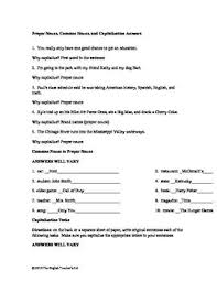 Proper And Common Nouns Worksheet And Answer Key In 2020 Nouns Worksheet Common Nouns Nouns