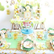 Ola memoirs safari baby shower decorations jungle theme party supplies with lush green balloon garland arch kit backdrop, banner, tropical palm leaves, balloons strip, ivy vines decor for boy and girl. Jungle Baby Shower Fun365