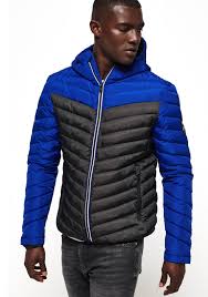 Superdry Men S Chevron Colour Block Puffer Jacket Blue