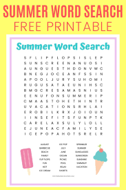 Summer Word Search Free Printable Worksheet For Kids Puzzle