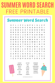 summer word search free printable worksheet for kids puzzle