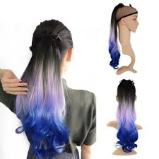 Find and follow posts tagged blue dip dye on tumblr. Buy Black Light Purple Blue Beauty Angelbella 22 Curly Dip Dye Color Three Tone Ponytail Drawstring Wrap Clip In Synthetic Hair Extensions Hairpiece For Party Black Light Purple Blue Online At Low Prices In