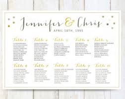 White Wedding Seating Chart Poster Digital Gold Wedding Etsy