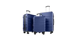 Amazon.com | Sweetcrispy Luggage, Hard Shell ABS Suitcases with Double  Spinner Wheels, Blue, 3-Piece Set (202428) | Luggage Sets
