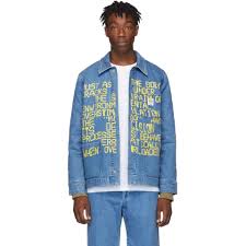 A P C X Brain Dead Imhotep Denim Jacket With Zip Out Liner In Blue For Men Lyst