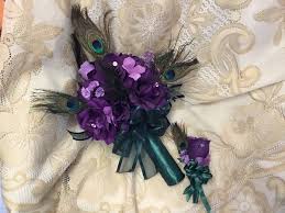 In keeping with her wedding's vintage vibe, this bride carried a dried flower bouquet with billy balls, lavender, thistle, ammobium, and sinuata statice. 22pc Wedding Flowers Bridal Bouquet Peacock Feathers Green Purple Custom Colors Ebay