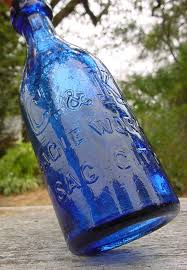 Western 1860s C K Eagle Works Sac City Cobalt Blue Antique Glass Bottles Colored Glassware Blue Bottle