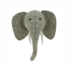 Elephant head taxidermy, felt animal head, elephant wall decor, elephant baby room, safari decor, nursery decor, jungle nursery decor lavkach. Fiona Walker England Mini Elephant Head With Tusks Wall Decor For Kids From The Well Appointed House Fiona Walker Elephant Wall Decor Elephant Head