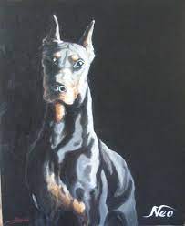 14 x 11 (inches) width: Neo Retrato Doberman Painting By Jose Angel Sogorb Albertus Artmajeur