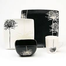 Black And White Dish Set Pin By Marina Starr On Living Square Dinnerware Set Dinnerware Sets Dinnerware Set Modern