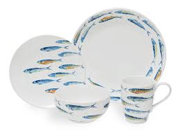 222 Fifth Fun Fish 16 Piece Dinnerware Set Dinnerware Set Dinnerware Sets Square Dinnerware Set