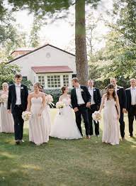 Will a black tux look good next to a ivory/champagne wedding dress? Formal Black White And Champagne Wedding Party Attire