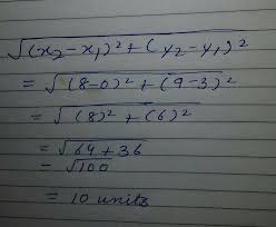 \ [a^2 + b^2 = c^2. Find The Length Of The Line Segment Joining The Points 0 3 And 8 9 Brainly In