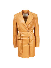 Nanushka outlet sale | shop discount women's fashion from the cult designer brand founded by budapest native, sandra sandor at the outnet. Nanushka Imitation Leather Dress With A Button Placket Beige Brown Nanushka