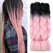 Black And Rainbow Jumbo Box Braids Xtrend Ombre Two Tone Hair Synthetic Rainbow Hair Jumbo Braids Crochet Hair 24inch Ombre Kanekalon Colorful Hair Braiding Hair Extensions Braided Hairstyles Pink Box Braids Box Braids Hairstyles