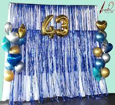 Decoracion Para Celebracion De Cumpleanos No 43 Colores Azul Dorado Y Plateado
