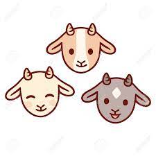 Cute Cartoon Baby Goat Face Set Kawaii Kid Goats With Different Cute Cartoon Drawings Baby Goats Goat Cartoon
