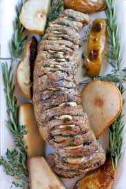 Hasselback Herb Roasted Pork Tenderloin With Pears Foodal Recipe In 2020 Pork Fresh Herb Recipes Pork Recipes