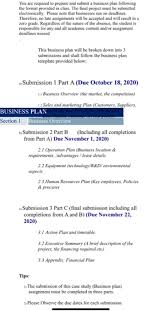 A comprehensive guide to the major parts of a business plan. You Are Required To Prepare And Submit A Business Chegg Com