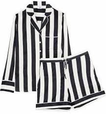 Black And White Striped Silk Pajamas Black Devon Striped Silk Blend Satin Pajama Set Sale Up To 70 Off The Outnet Iris Ink Silk Pajamas Silk Pajama Set Satin Pyjama Set