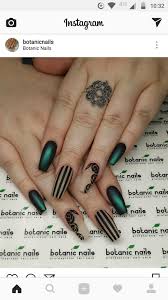 When the acrylic dries off, file and buff your nails until. Dark Green And Black Stripes Nail Design Striped Nails Green Nails Dark Green Nails