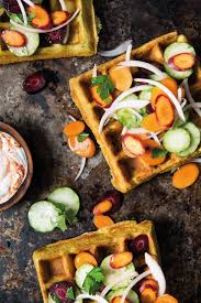 Falafel Waffles With Armenian Cucumber Slaw Rezept Rezepte Essen Veggie Burger