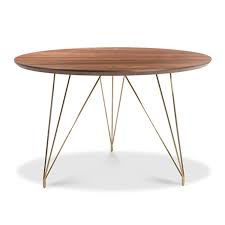 Thayer Dining Table Walnut Brushed Gold Circle Dining Table Round Dining Table Dining Table Bases