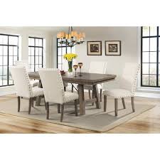 Shop for antique cream dining table online at target. Dex 7pc Extendable Dining Table Set And 6 Upholster Side Chairs Walnut Brown Cream Picket House Furnishings Target