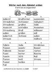 Das einfache s ist die häufigste form und wird auch als „normalform bezeichnet. Worter Nach Dem Abc Ordnen Ss Ss 4teachers De